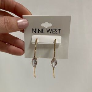 Nine West Gold Tone Crystal‎ Threafer Earrings NWT